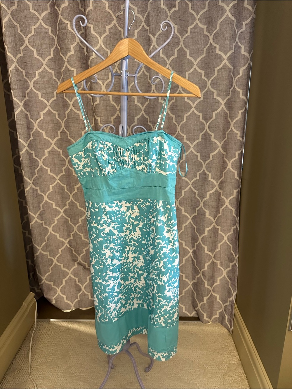 RW&CO. Turquoise and White Floral Midi Dress